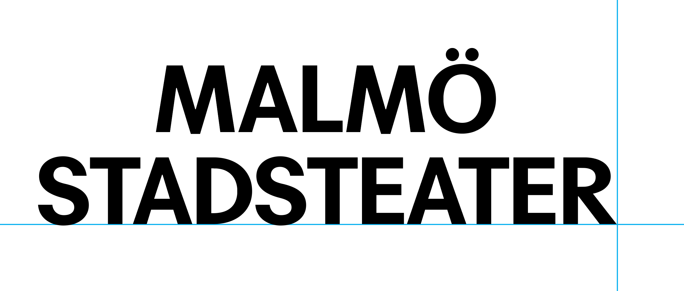 Logotyp alternativ 1 visas med stödlinjer för lämplig placering möt hörn på ytor.