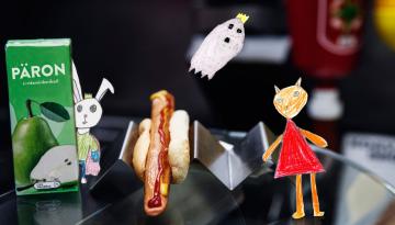 Emmalisa Pauly och Isabel de Jounge tecknad räv kanin och spöke i korvkiosk