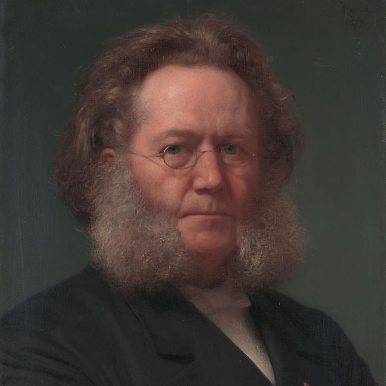 Målning: Henrik Olrik Oljemålning. Porträtt av Henrik Ibsen