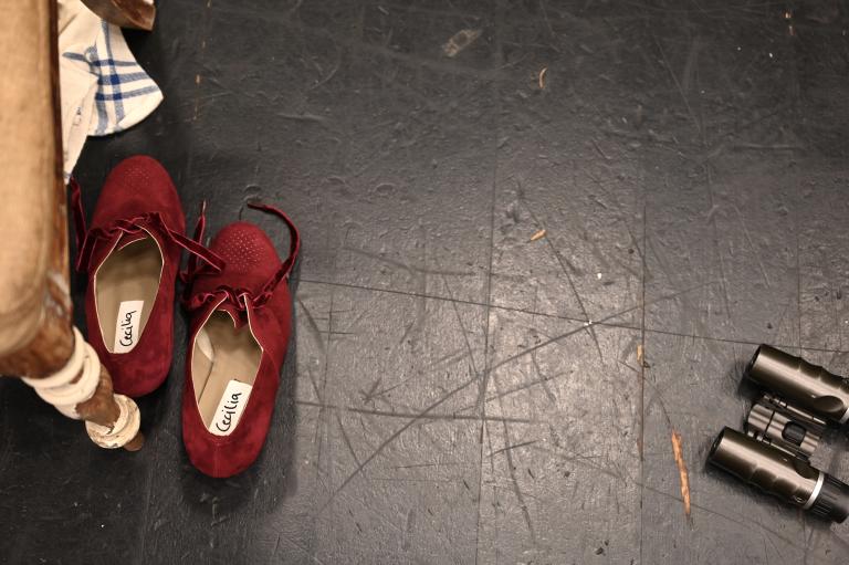Ett par röda 40-tals skor