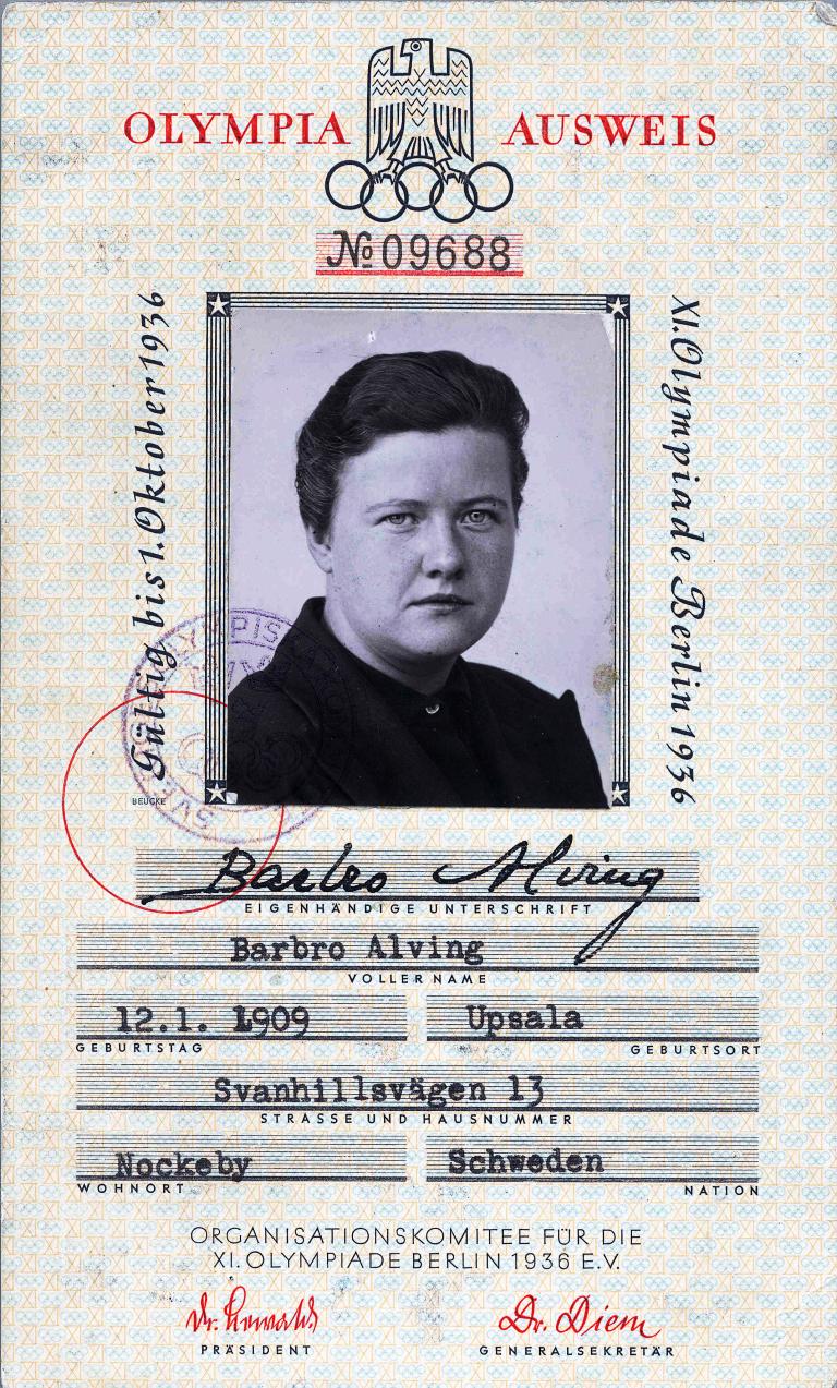 Pass för OS i Berlin 1936. 