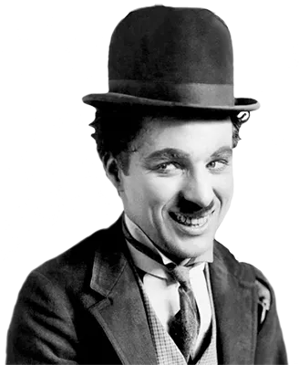Charlie Chaplin som sin mest kända karaktär "Luffaren".