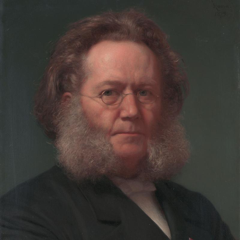 Målning: Henrik Olrik Oljemålning. Porträtt av Henrik Ibsen
